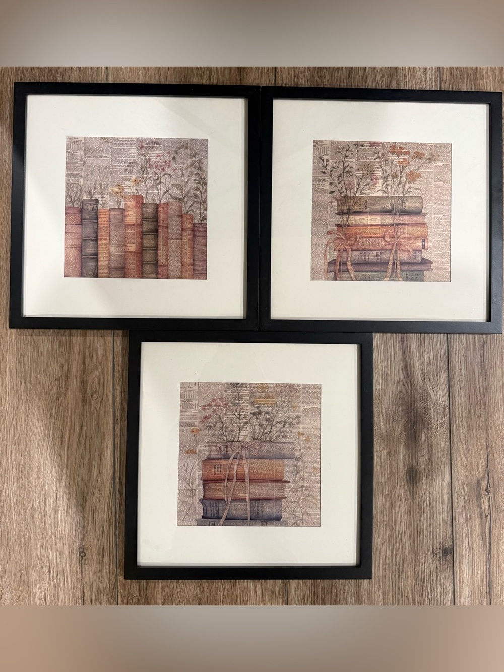 Retro Bookish Wall Decor, Vintage Book Wall Art Prints, Preppy Bow Floral